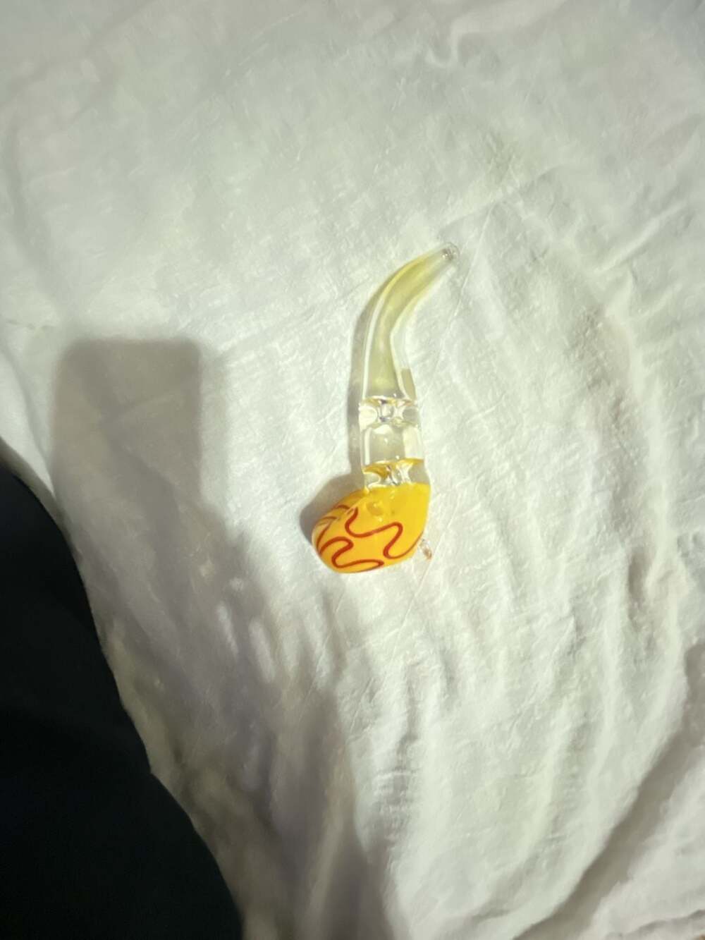 Yellow and Red Swirl Blown Glass Sherlock Piece